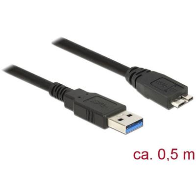 Delock 85071 USB-kabel USB 3.2 Gen1 USB-A stekker, USB-micro-B 3.0 stekker 0.50 m Zwart Vergulde steekcontacten