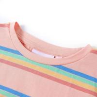 Kindershirt met regenboogstrepen 92 perzikkleurig - thumbnail