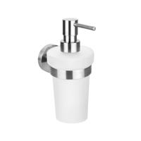 Zeepdispenser Sapho X-Steel Hangend 230 ML Geborsteld RVS / Melkglas - thumbnail