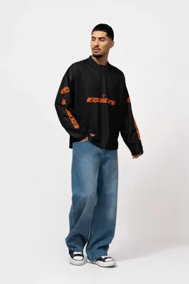 Equalité Arena Longsleeve Jersey Heren Zwart/Oranje - Maat L - Kleur: ZwartOranje | Soccerfanshop