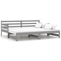 VidaXL Slaapbank uitschuifbaar massief grenenhout grijs 2x(90x200) cm - thumbnail