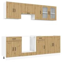 8-delige Keukenkastenset Kalmar bewerkt hout artisanaal eiken - thumbnail