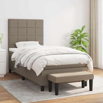 Boxspring met matras stof taupe 90x190 cm