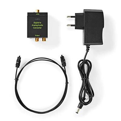Digitale Audioconverter | 1-weg | Input: 1x Digital RCA / 1x TosLink | Output: 1x (2x RCA) / 1x 3,5 mm | Automatisch | Geïntegreerde versterker | Zwart