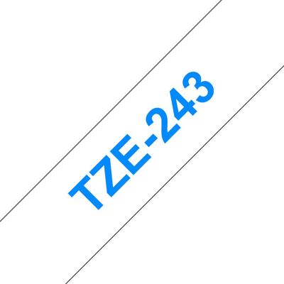 Labeltape Brother TZe, TZ TZe-243 PET Tapekleur: Wit Tekstkleur:Blauw 18 mm 8 m