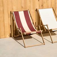 Kave Home Strandstoel 'Vilara' Acaciahout, kleur Rood/Beige - thumbnail