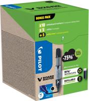 Pilot V-Board Master BeGreen whiteboardmarker, ronde punt, 2,3 mm, 10 stuks + 10 vullingen, zwart - thumbnail