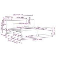 Bed met boekenkast zonder matras massief grenenhout 200x200 cm - thumbnail