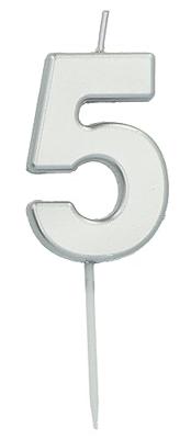 Cijferkaars &apos;5&apos; Zilverkleurig 5cm