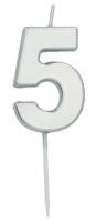 Cijferkaars &apos;5&apos; Zilverkleurig 5cm - thumbnail
