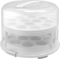 Rotho fresh taartdoos xl + cupcake-houders 35.5x34.5x26 cm wit/transparant - thumbnail