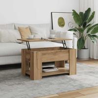 Salontafel 79x49x41 cm bewerkt hout artisanaal eikenkleur - thumbnail