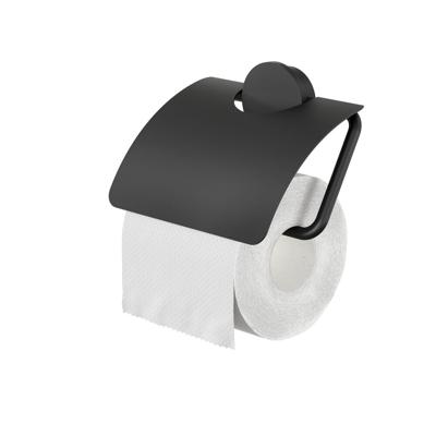 Geesa Opal Toiletrolhouder met Klep - Zwart