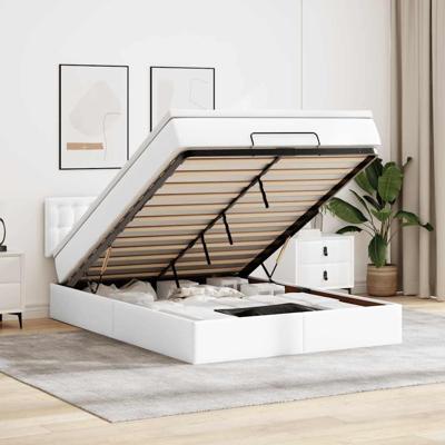 Ottoman bed met matras 140x200cm kunstleer wit