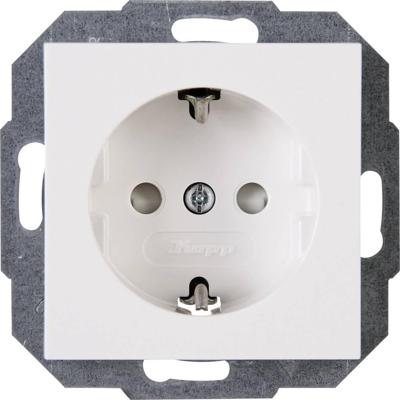 KOPP - Wandcontactdoos - Athenis HK07 - Inbouw - 1-voudig Enkel Stopcontact - Randaarde - Kinderbeveiliging - Helder Glans Wit