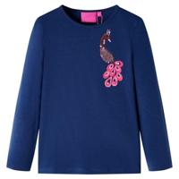 Kindershirt met lange mouwen pauw 116 marineblauw - thumbnail