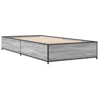 Bedframe bewerkt hout en metaal grijs sonoma eiken 100x200 cm - thumbnail