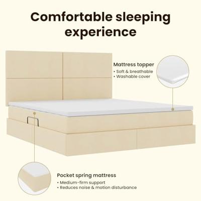 Opbergbed met LED met matras Crème 160 x 200 cm Polyester