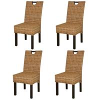 Eetkamerstoelen 4 st kubu rattan mangohout - thumbnail