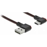 Delock USB-kabel USB 2.0 USB-A stekker, USB-C stekker 0.20 m Zwart Vergulde steekcontacten 85279 - thumbnail