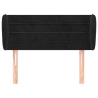 Hoofdbord met randen 163x23x118/128 cm fluweel zwart - thumbnail