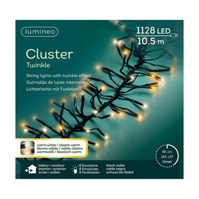 Led clusterlight 10.5 meter 1128 LED zwart/duo Lumineo - Lumineo