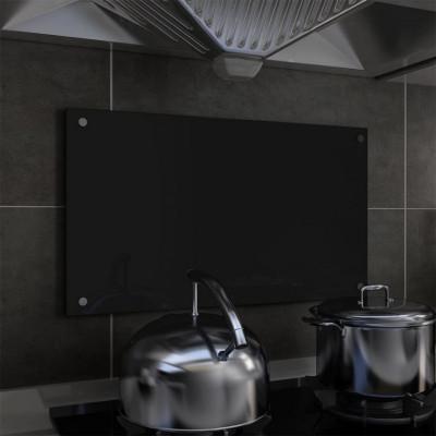 VidaXL Spatscherm keuken 70x40 cm gehard glas zwart