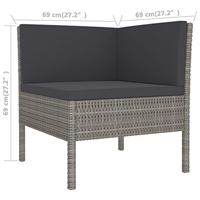 5-delige Loungeset met kussens poly rattan grijs - thumbnail