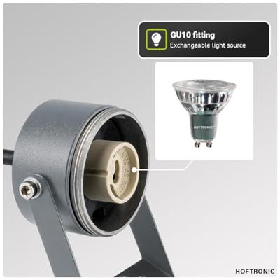 Set van 9 Spikey LED prikspots - GU10 4 Watt 345 lumen - Dimbaar - Kantelbaar - 2700K warm wit - IP65 Waterdicht - Antraciet - Tuinspots - Pinspots - thumbnail