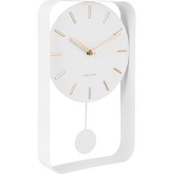 Karlsson wandklok Pendulum Charm met slinger 32,5 cm staal wit