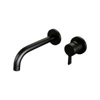 Inbouw Wastafelmengkraan Brauer Black Edition Coldstart Gebogen Uitloop Halfronde Hendel Rechts Mat Zwart Met Rozetten Brauer - thumbnail