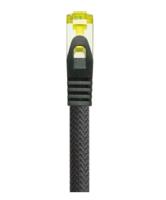 PYTHON RJ45 Ethernet LAN-patchkabel met Cat. 7 ruwe kabel, met vergrendelingsbescherming RNS en nylon vlecht, S/FTP, PiMF, halogeenvrij, 500MHz, OFC, 10-gigabit-compatibel - zwart, 0,5 m - thumbnail