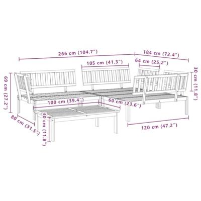 4-delige Loungeset pallet massief acaciahout