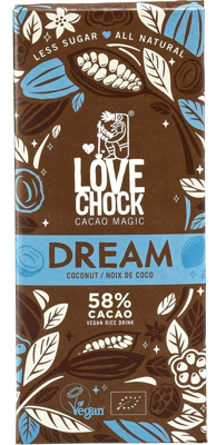 Lovechock Dream Vegan Melkchocolade | Met Rijstdrank & Kokos Lovechock Dream Vegan Melkchocolade | Met Rijstdrank & Kokos