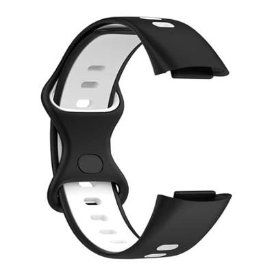 FitBit Charge 5 & 6 Sportbandje met dubbele lus - Zwart / wit - Tweekleurig - Maat: L FitBit Charge 5 & 6 Sportbandje met dubbele lus - Zwart / wit - Tweekleurig - Maat: L
