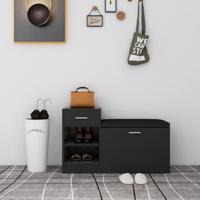 Schoenenbank 94,5x31x57 cm bewerkt hout hoogglans zwart - thumbnail