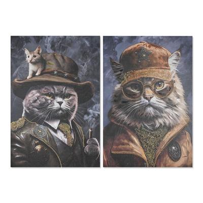 Schilderij Home ESPRIT Kat Loft 60 x 3 x 90 cm (2 Stuks)