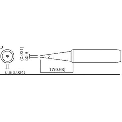 TOOLCRAFT T-0,8D Soldeerpunt Beitelvorm Grootte soldeerpunt 0.8 mm Lengte soldeerpunt: 17 mm Inhoud: 1 stuk(s)