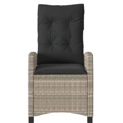 Tuinstoelen 2 st verstelbaar met kussens poly rattan lichtgrijs