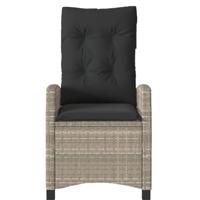 Tuinstoelen 2 st verstelbaar met kussens poly rattan lichtgrijs - thumbnail