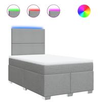 Boxspring met matras stof lichtgrijs 120x200 cm - thumbnail