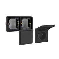 Niko Hydro Zwart Inbouw Wisselcombinatie IP55 horizontaal - thumbnail