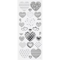 Creativ Company Stickers, harten, vel 10x24 cm, ca. 25 stuk, zilver, 1 vel - thumbnail
