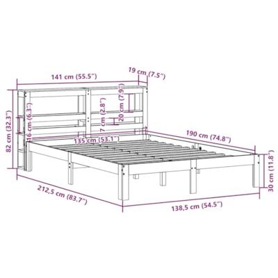 Bedframe zonder matras massief grenenhout wasbruin 135x190 cm