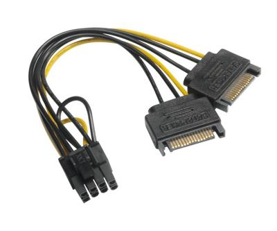 Akasa AK-CBPW19-15 kabeladapter/verloopstukje 6+2pin PCIe SATA Zwart Akasa AK-CBPW19-15 kabeladapter/verloopstukje 6+2pin PCIe SATA Zwart