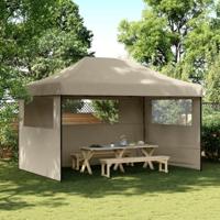 Partytent inklapbaar pop-up met 3 zijwanden taupe - thumbnail