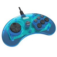 Retro-Bit - SEGA Genesis 6-Button Arcade Pad with USB (Clear Blue) - thumbnail