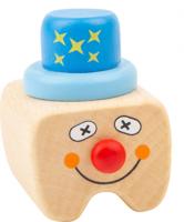 Small Foot melktanddoosje Clown hout 5 cm blank/blauw - thumbnail