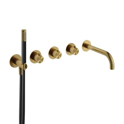 Afbouwdeel Hotbath Archie Inbouw Bad Thermostaat 2 Stopkranen Met Uitloop Geborsteld Messing PVD