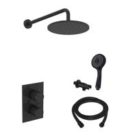 Inbouw Regendouche Set BWS 20 cm Wanduitloop 3 Standen Handdouche Mat Zwart - thumbnail